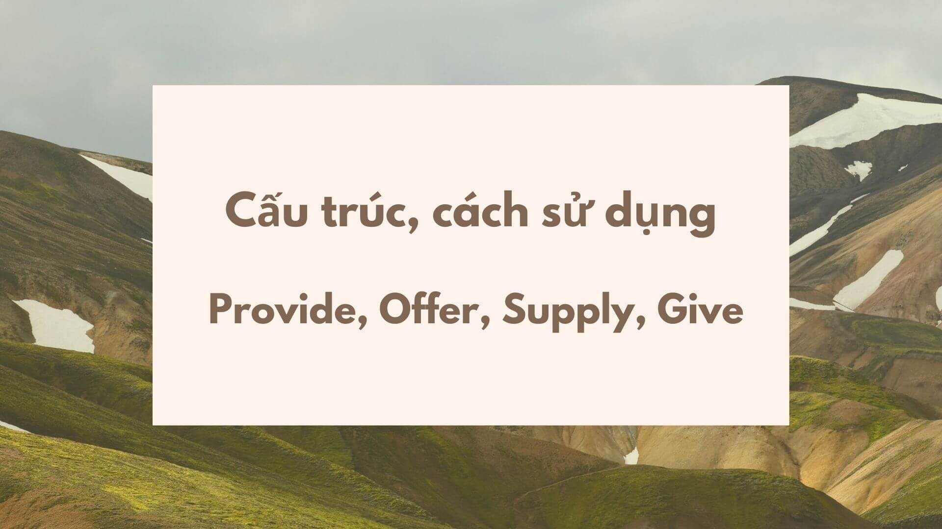 Cấu trúc Offer, Provide, Supply, Give Trong Tiếng Anh